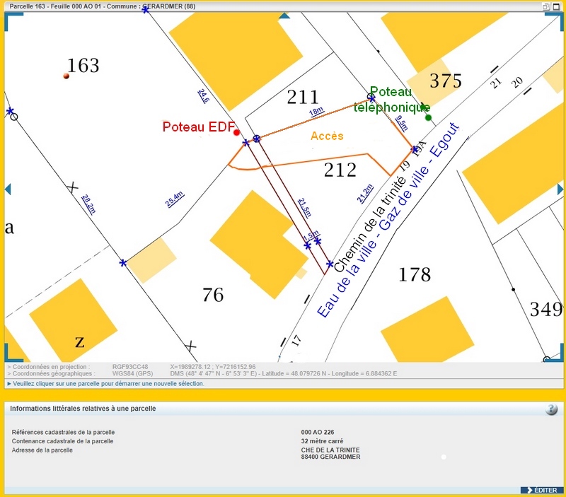 Terrain à vendre à Gérardmer - Position des réseaux